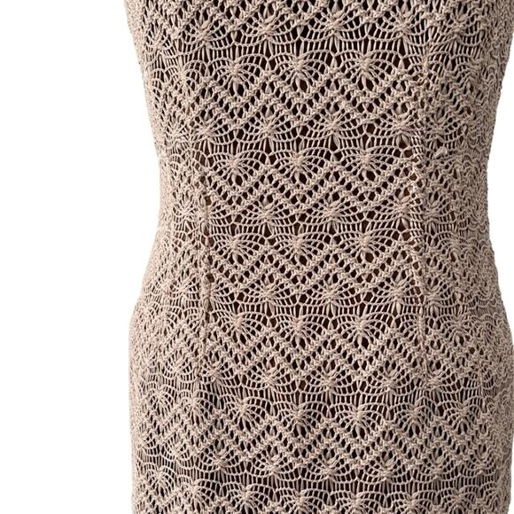 Anne Klein Tan Crocheted Sheath Career Dress Size 4 - Picture 2 of 5